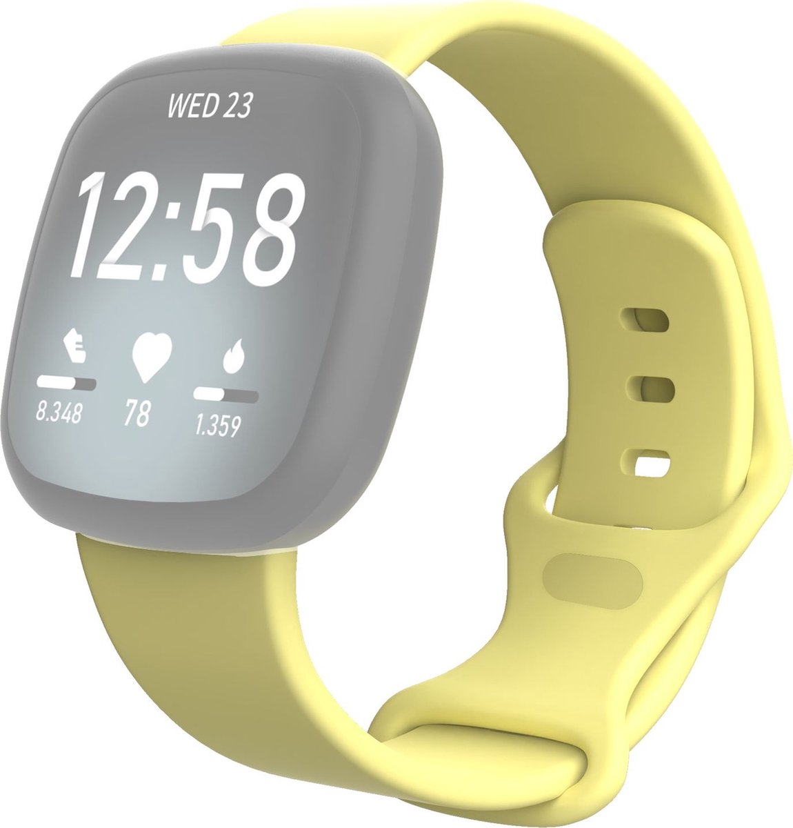 Mobigear Siliconen Watch bandje geschikt voor Fitbit Sense Bandje Druksluiting | Mobigear Sport Dual - Geel