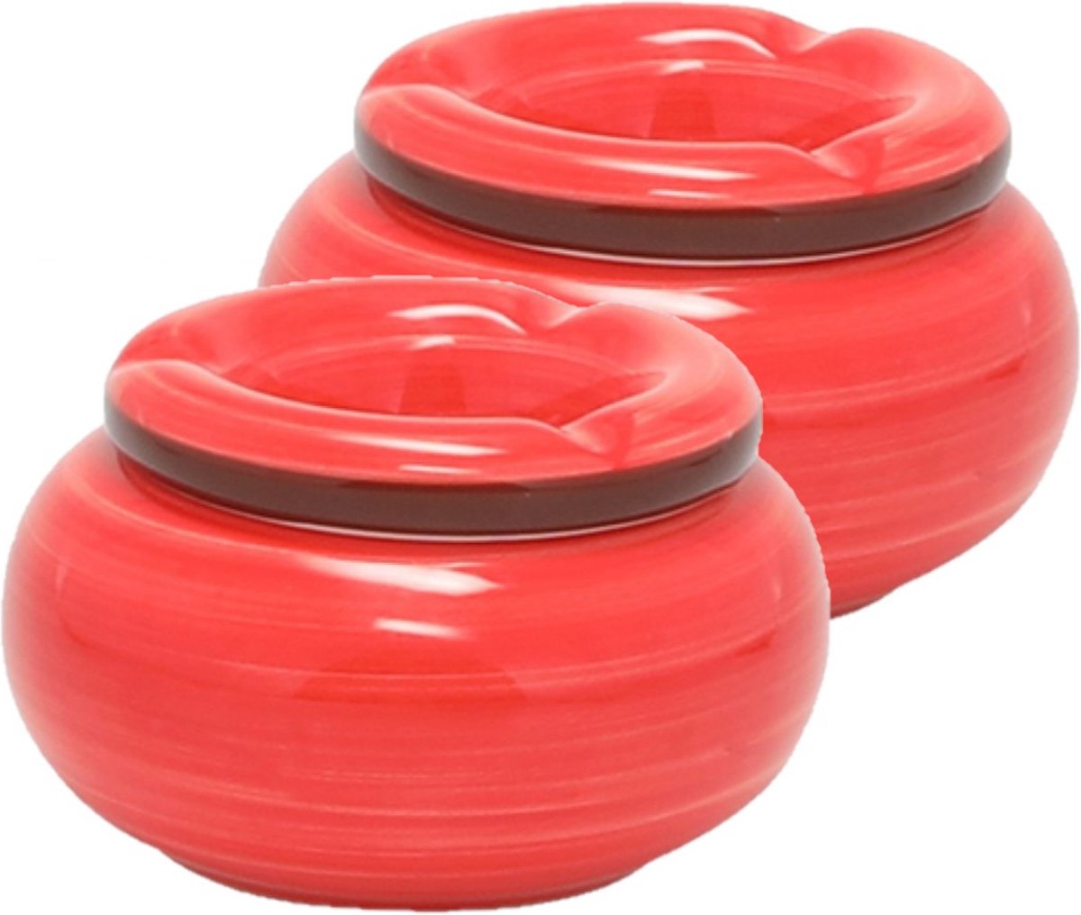 Goedkoopste Set van 2x stuks dolomite keramiek storm asbakken rood 13,5 x 7 cm