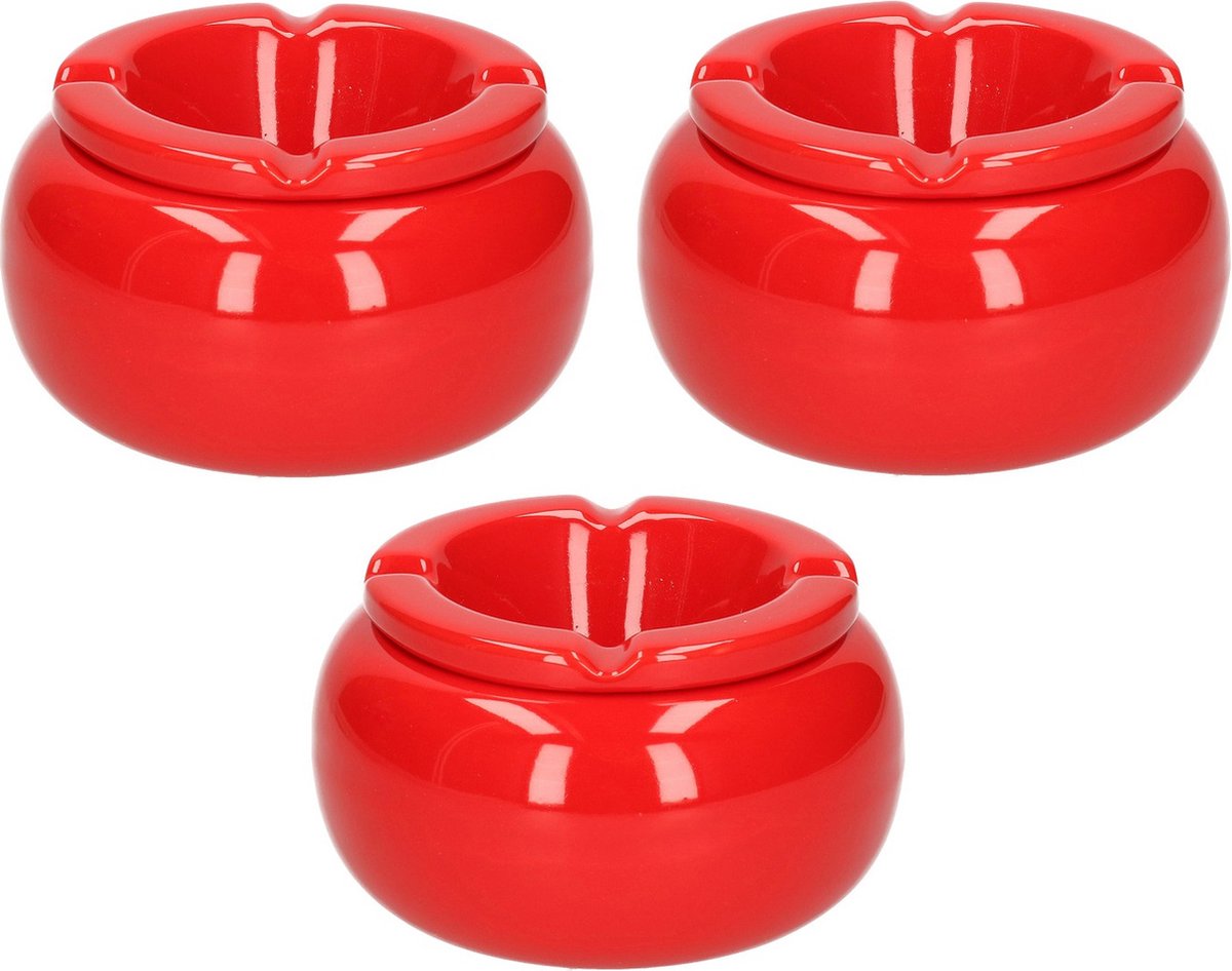 Goedkoopste 3x stuks Ronde rode stormasbakken 11 cm - Asbakken