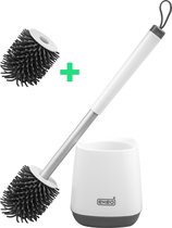 Toiletborstel Siliconen met Houder - Sneldrogend, Hygiënisch & Antibacteriële Werking - WC Borstel - Toilet Borstel Houder (EXTRA SILICONE BORSTEL GRATIS)