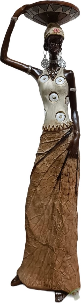 Bali-Dreams Afrikaanse dame met schaal op hoofd 35cm