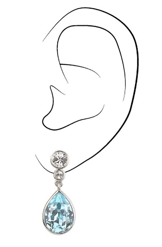 Boucles d' Clips oreilles Traveller - Pendentifs - Couleur argent - Cristaux Preciosa - Bleu clair - 157536