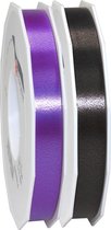 Glorex Hobby/deco luxe cadeau sierlint zwart/paars 1.5 cm x 91 meter