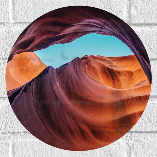 WallClassics - Muursticker Cirkel - Bogen in Antelope Canyon - 30x30 cm Foto op Muursticker