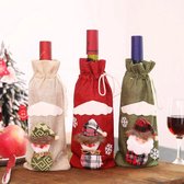 Wijnflessok 3 stuks - kerstsok- kerst Decoratie - Diner- Wijn- Fles- kerstcadeau-