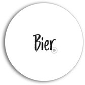 Luxe onderzetters voor glazen | wit & taupe | Ø 10 cm | Set van 2 | opdruk Bier met leuk bier-pictogram