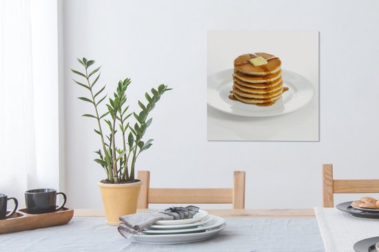 Pile de crêpes au beurre et au sirop toile 2cm 50x50 cm - Tirage photo sur toile (Décoration murale salon / chambre)