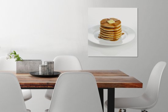 Pile de crêpes au beurre et au sirop toile 2cm 50x50 cm - Tirage photo sur toile (Décoration murale salon / chambre)