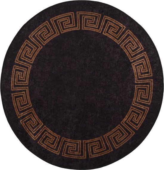 Vloerkleed - wasbaar - zwart - goud - anti slip - zacht - decoratie - bescherming - fluweel - weinig onderhoudt - 120 cm diameter