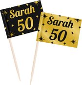 Cocktailprikkers Sarah 50 zwart-goud
