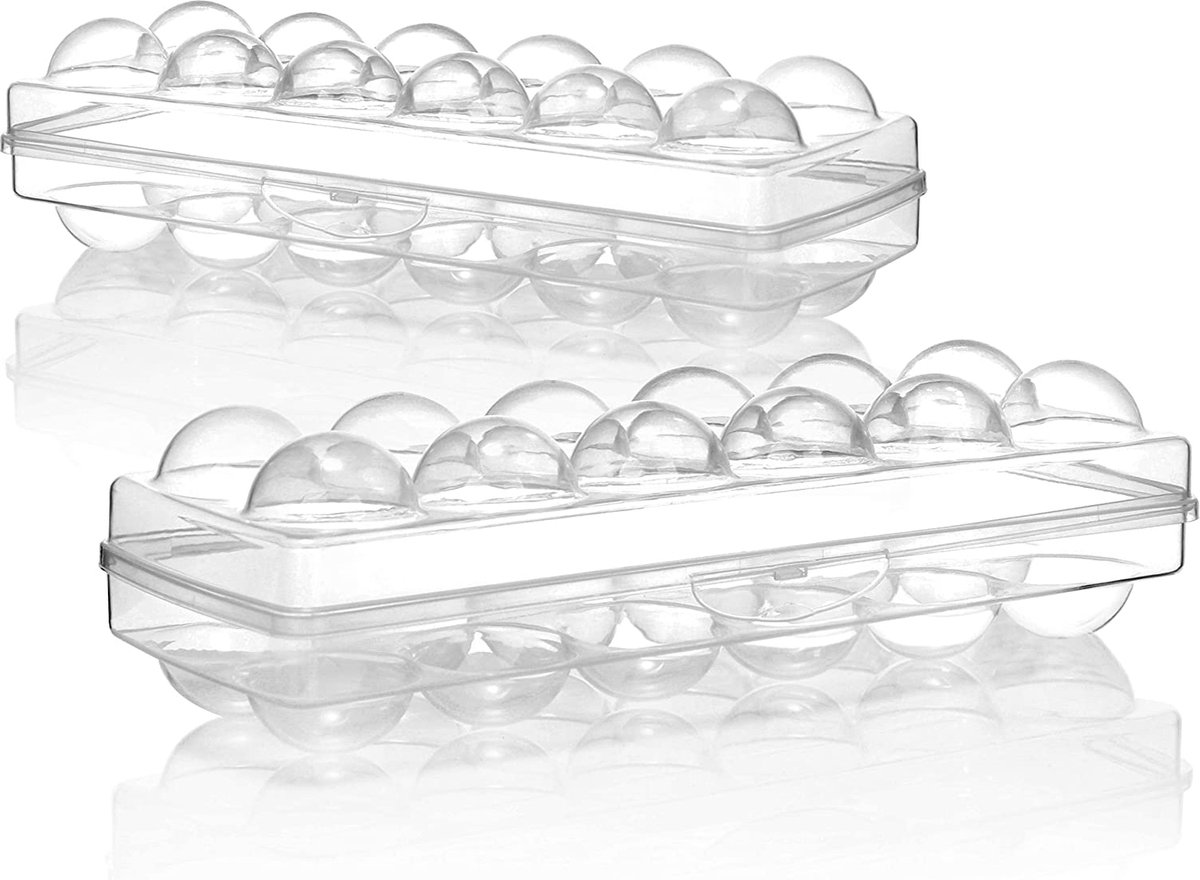 COM-FOUR® 2x eierdoos voor 12 eieren - eieropslag - eierhouder voor de koelkast - eierhouder voor verse eieren