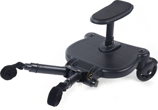 Meerijdplankje - Kinderwagen - Buggy - KANT EN KLAAR - al in elkaar gezet! - met zitje voor uw kind - Zwart — afbeelding 5