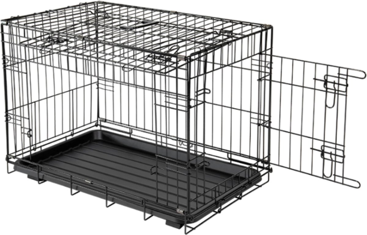 "JV TRAVEL Hondenbench - Draadkooi XXL - Zwart - Schuifdeur - Afmetingen 123x77x83cm - Duurzaam en Veilig - Ideale Bench voor Grote Honden