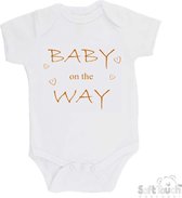 Soft Touch Romper "Baby on the way" Unisex Katoen Wit/tan Maat 62/68