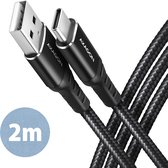 AXAGON BUCM-AM20AB cable USB-C <-> USB-A, 2m, USB 2.0, 3A, ALU, braid, Black