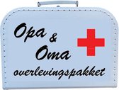 Kinderkoffertje Koffertje Koffer wit - Bedrukt - Kinderkoffertje - Opa & Oma overlevingspakket - Wit/zwart/rood - 25 cm