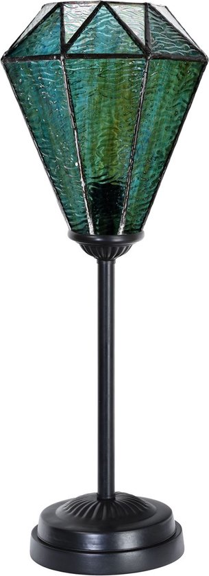 Art Deco Trade - Tiffany slanke tafellamp zwart met Arata Green