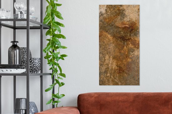 Toile Peinture Métal - Rouille - Or - 40x80 cm - Décoration murale