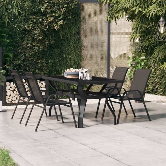 Table de jardin Prolenta Premium 140x70x70 cm acier et verre noir | bol.com