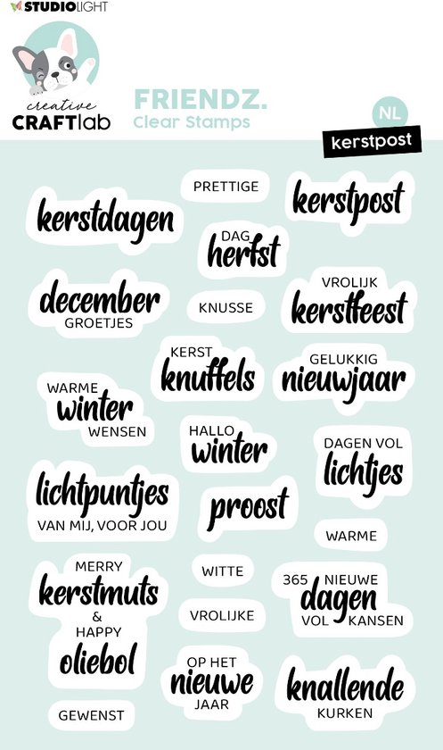 Studio Light Friendz Clear Stamp Kerst Nieuwjaars teksten