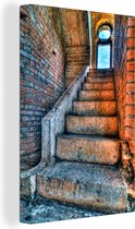 Tableaux sur toile - Escalier abandonné dans un immeuble envahi par la végétation - Peintures cm - Décoration murale