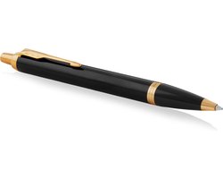 Parker IM balpen | Zwarte lak met goud detail | Medium punt met blauwe inkt | Geschenkdoos