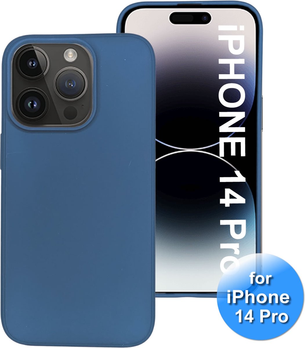 Hoesje geschikt voor iPhone 14 Pro - telefoonhoesje - Back Cover - Siliconen - Donker Blauw