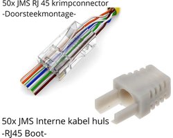 50x JMS® RJ45 EZ Type + 50x JMS Interne Kabel Huls grijs