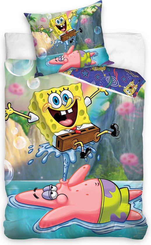 SpongeBob Dekbedovertrek Big Fun 140 x 200 cm Katoen  60 x 63 cm