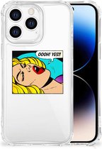 Anti Shock Bumper Case Geschikt voor iPhone 14 Pro Smartphone hoesje met doorzichtige rand Popart Oh Yes