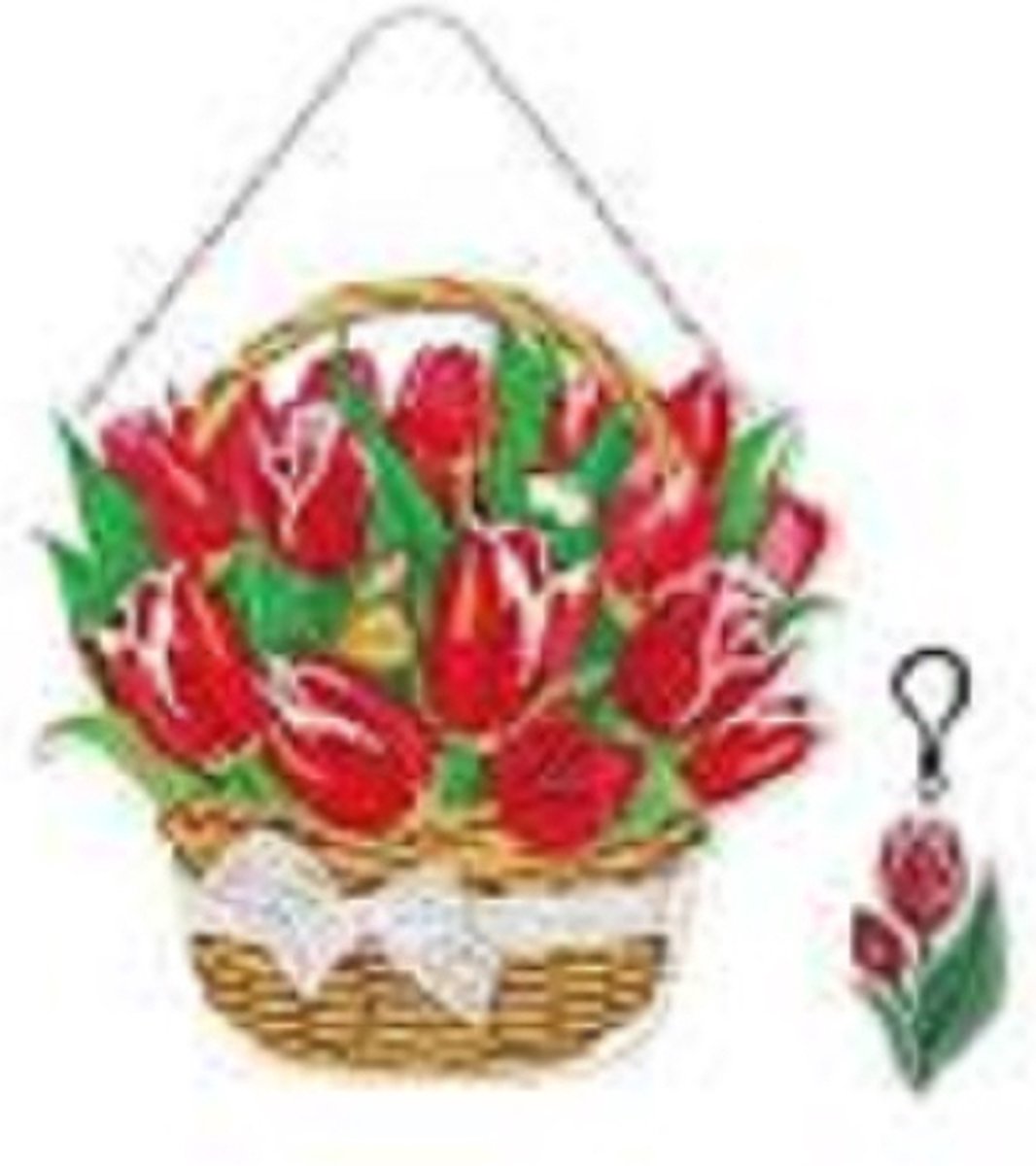 Diamond painting - Wall hanging - raam of deur decoratie - met extra sleutelhanger - Tulpen