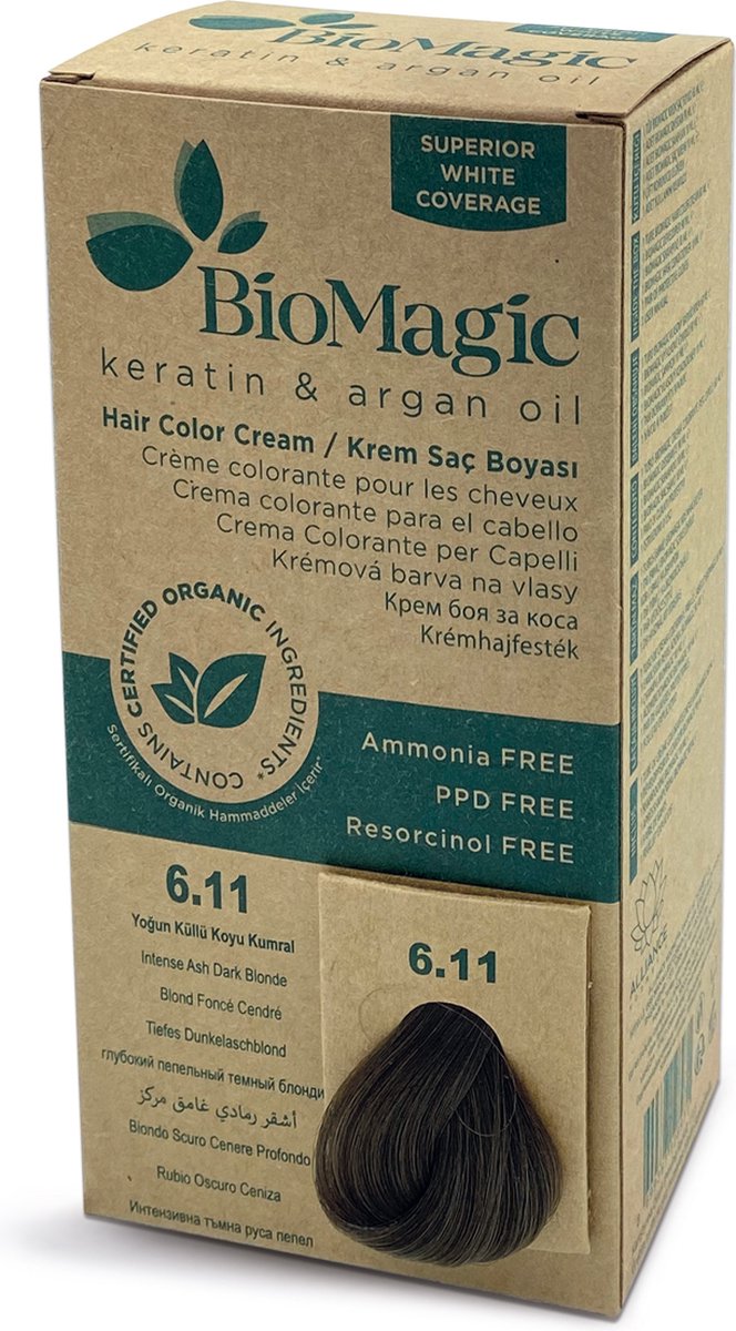 Natuurlijke haarverf KIT met Biologische Ingrediënten ook verkrijgbaar in Apotheken - INTENSE AS DONKERBLOND 6/11 BioMagic