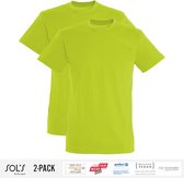 Lot de 2 T-Shirts Homme Sol's 100% Coton Bio Col Rond Vert Pomme Taille L