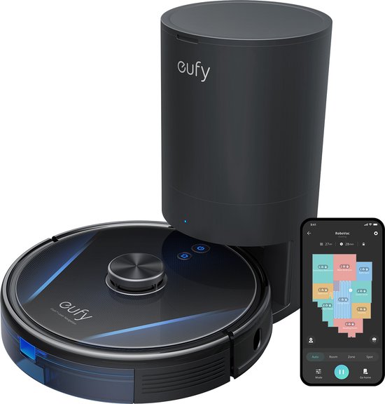 eufy RoboVac LR30 Hybrid+ robotstofzuiger en dweil met cleaning station, iPath Laser Navigation, 3000Pa-zuigkracht
