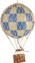 Authentic Models - Luchtballon Floating The Skies - Luchtballon decoratie - Kinderkamer decoratie - Blauw Geruit- Ø 8,5cm