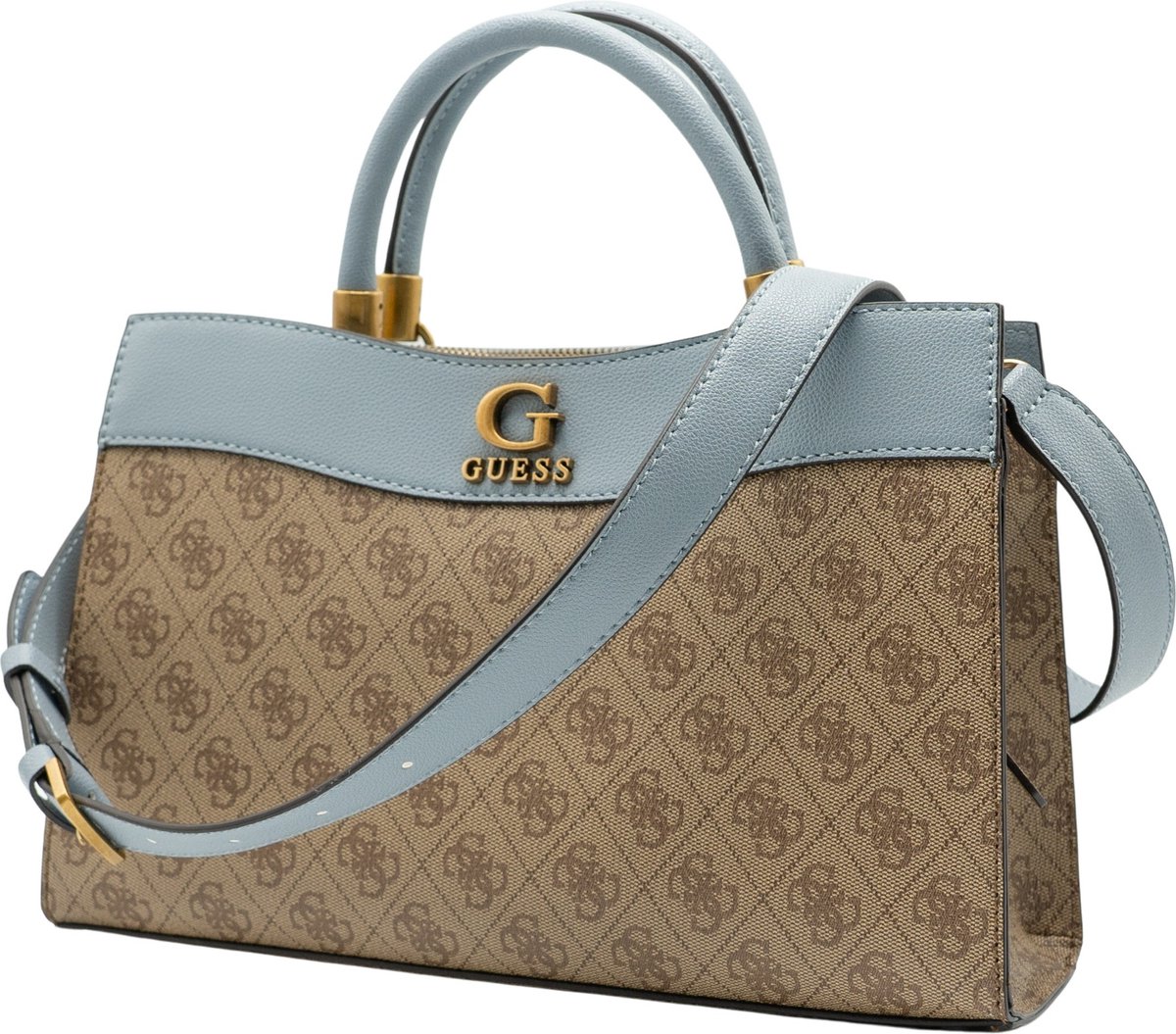 Guess Nell logo SML Girlfriend Satchel Dames Handtas - Beige | bol.