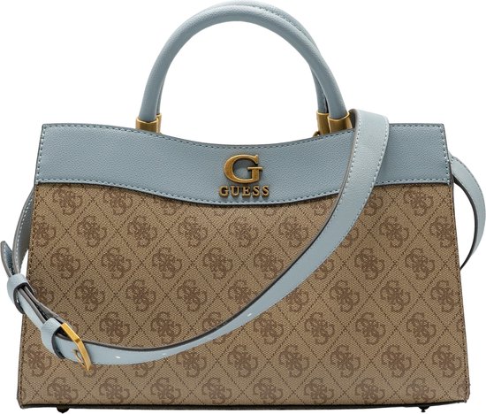 Guess Nell logo SML Girlfriend Satchel Dames Handtas - Beige | bol