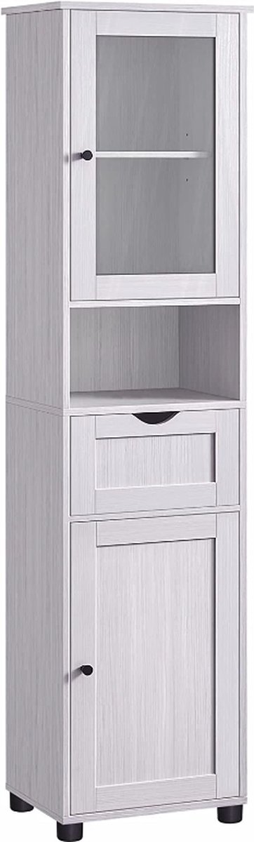 MIRA Home - Badkamerkast - Hogekast - Wit - Hout - 40x30x165cm