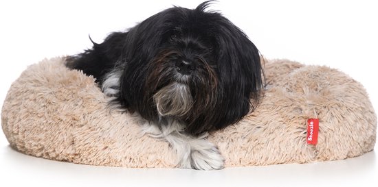 Snoozle Donut Hondenmand - Zacht en Luxe Hondenkussen - Wasbaar - Fluffy - Hondenmanden - 60cm - Creme Bruin