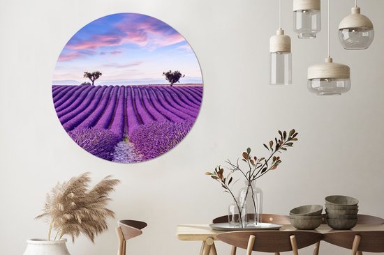 Cercle mural - Plastique - Cercle mural - Lavande - Arbres - Fleurs - Violet - Tableau rond - Décoration murale ronde - Cercle Décoration murale - 150x150 cm - Cercle mural intérieur - Chambre
