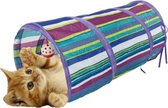 Nobleza Kattentunnel - Speeltunnel katten - Kattenspeelgoed - Kattenspeeltjes - Balletje met bel - 50 cm - Blauw