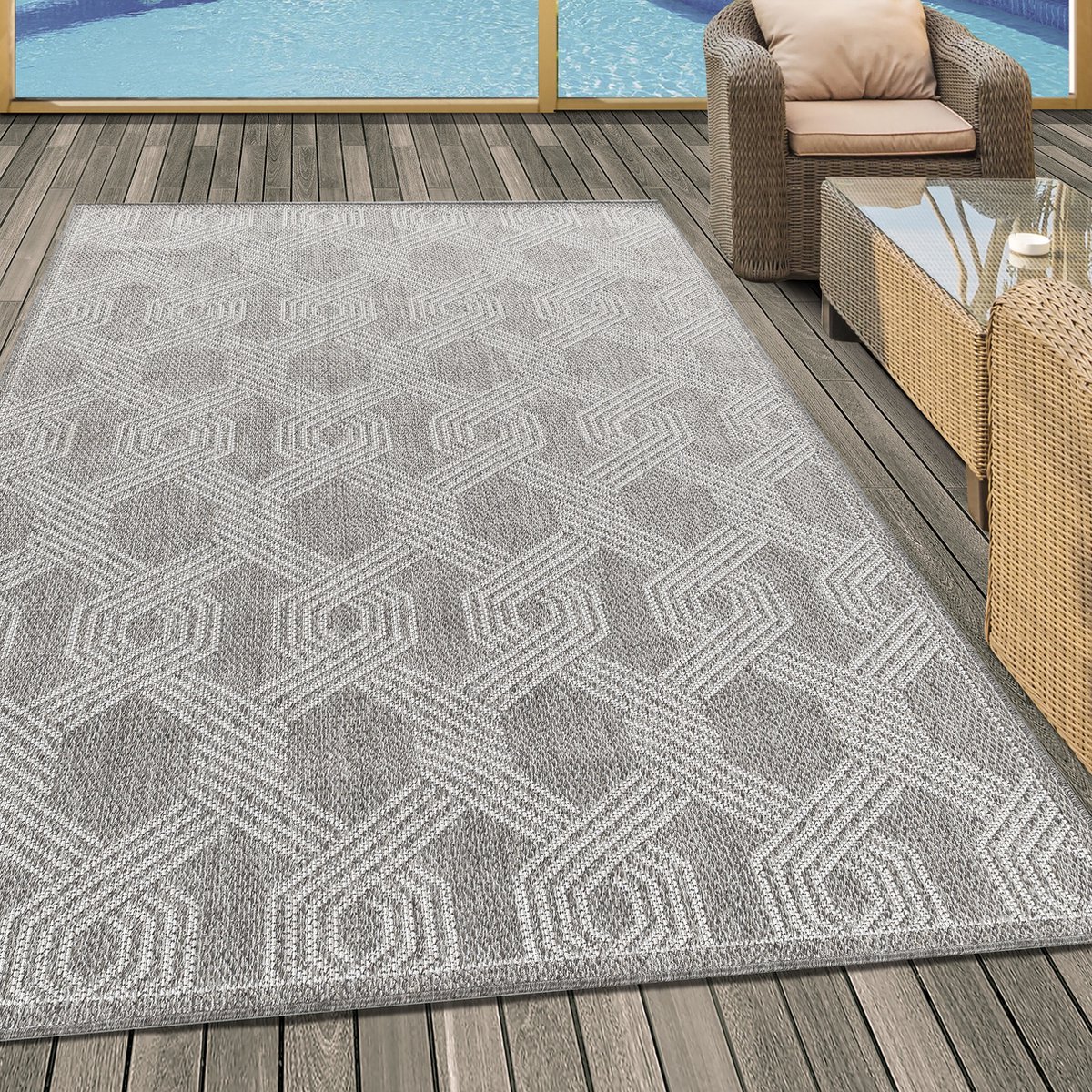 Muratap Aruba - Buitenkleed - Weerbestendig Vloerkleed - In & Outdoor - Grijs