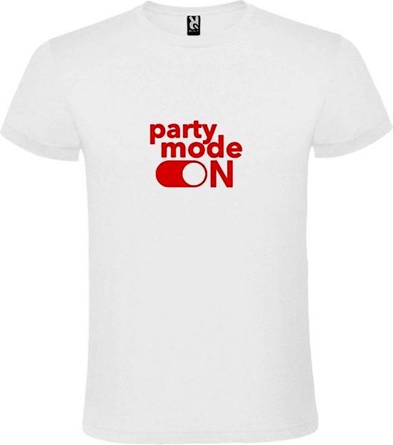 Wit T-Shirt met “ Party Mode On “ afbeelding