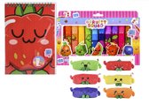 Fruity-squad 12 stiften + etui + kleurboek met stickers combi voordeel