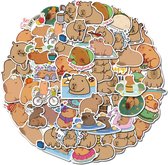 Winkrs - 50 schattige Capybara stickers - Stickers Voor laptop, muur, deur, koffer, schriften, etc.