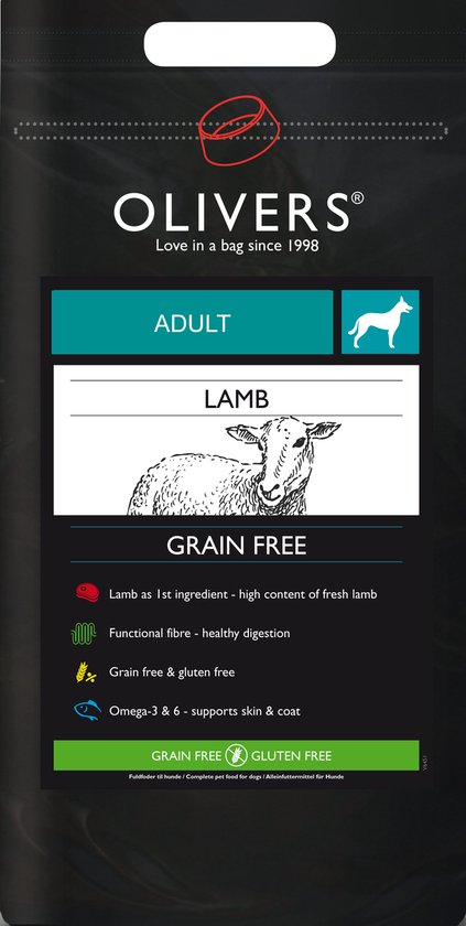 Olivers Lam Graanvrij Volwassen Hond medium Met lam Voor 12 kg