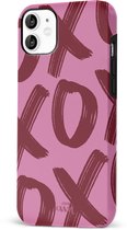 xoxo Wildhearts Can't Talk Now Pink - Double Layer - Roze hoesje geschikt voor iPhone 12 hoesje - Hardcase shockproof hoesje - Beschermhoesje roze geschikt voor iPhone 12 - Roze
