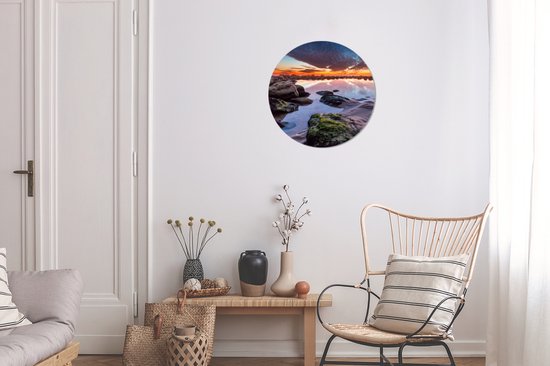 WallCircle - Cercle Mural - Cercle Mural - Rochers - Water - Nature - Aluminium - Dibond - 30x30 cm - Intérieur et Extérieur