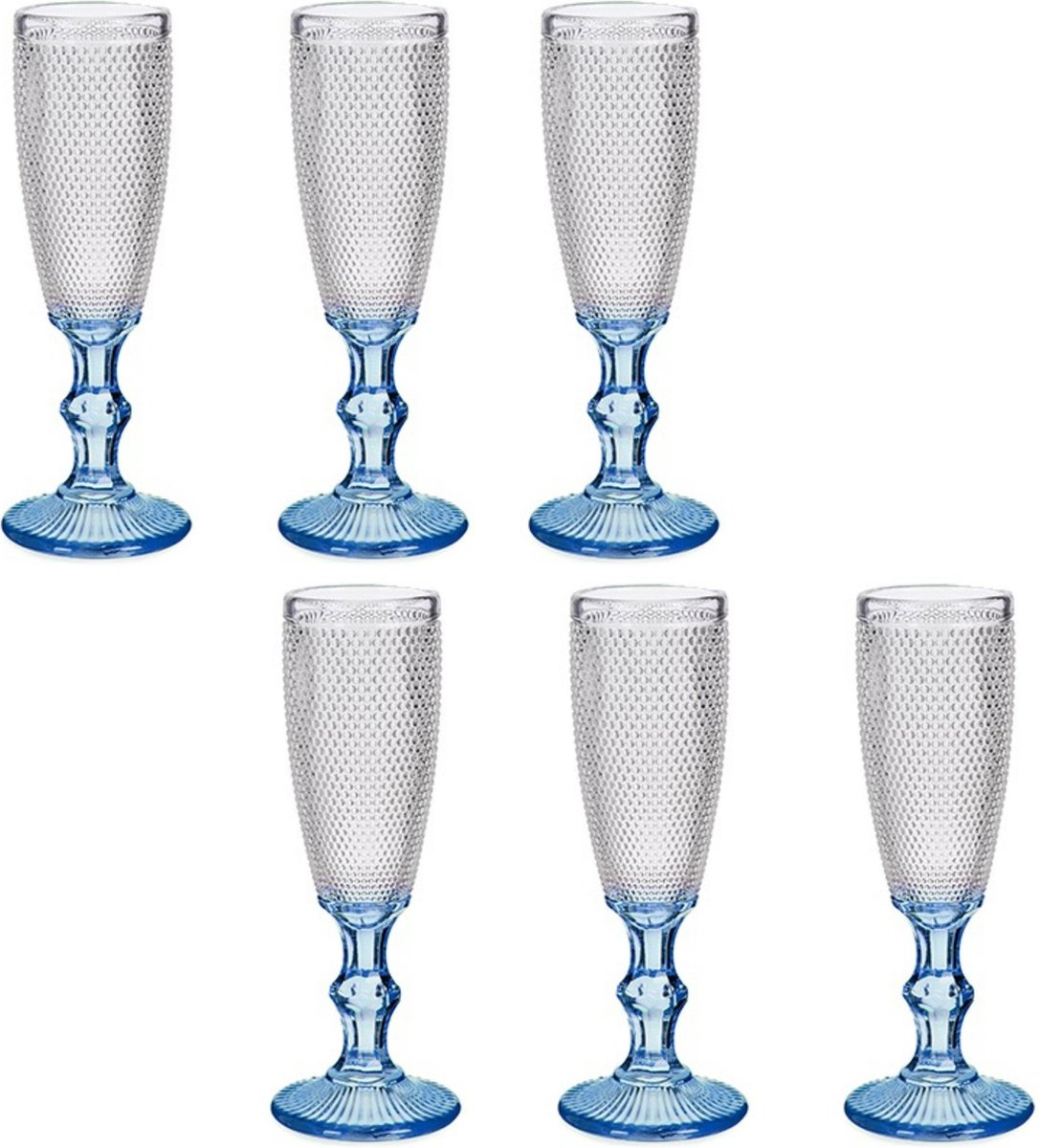 Vivalto - Luxe Champagneglazen Monaco serie set 12x blauwe voet 180 ml