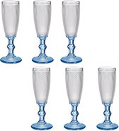 Vivalto - Luxe Champagneglazen Monaco serie set 12x blauwe voet 180 ml